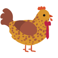 A orange and russet chicken with a speckle pattern