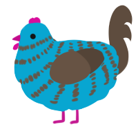 A cerulean and bark chicken with a bar pattern