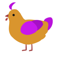 A orange and amethyst chicken
