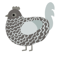 A grey and silver chicken with a lace pattern