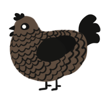 A bark and black chicken with a lace pattern