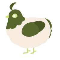 A cream and olive chicken with a head pattern