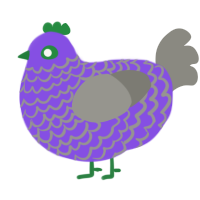 Ophy, a blurple and ash chicken with a lace pattern