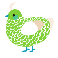 A grass and cream chicken with a lace pattern