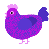 A amethyst and indigo chicken with a double-lace pattern