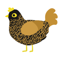 Gilded Wallet, a sable and gold chicken with a double-lace pattern
