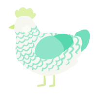 A white and mint chicken with a lace pattern
