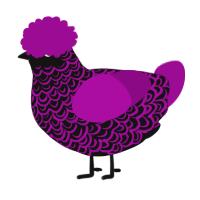 A black and plum chicken with a double-lace pattern