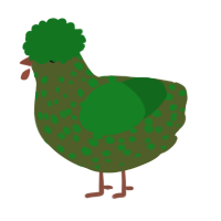 A olive and leaf chicken with a speckle pattern
