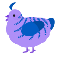 A lilac and ultramarine chicken with a half-bar pattern