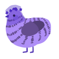 Lavender Satchet, a lilac and overcast chicken with a bar pattern