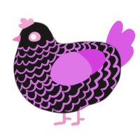 Raspberry Laces, a sable and orchid chicken with a lace pattern
