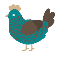 A teal and bark chicken with a lace pattern