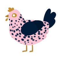 A rose and tumblr chicken with a speckle pattern