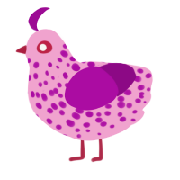A pink and plum chicken with a speckle pattern