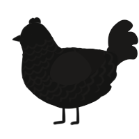 A black and sable chicken with a lace pattern