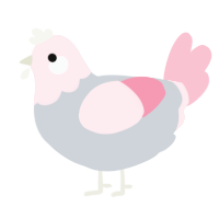 A mist and rose chicken with a head pattern