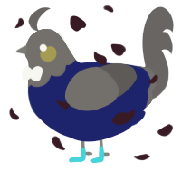 A navy and grey chicken with a head pattern