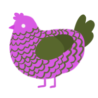 A orchid and olive chicken with a lace pattern