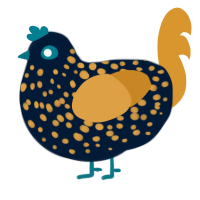 Eggxcelsior, a tumblr and orange chicken with a speckle pattern