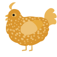 A orange and honey chicken with a speckle pattern