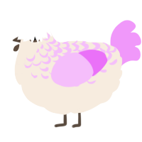 A cream and lavender chicken with a half-lace pattern