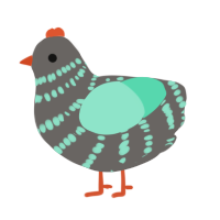 A grey and mint chicken with a bar pattern