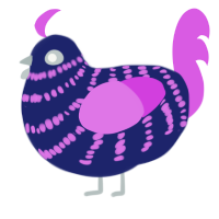 A navy and orchid chicken with a bar pattern