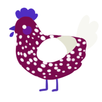 A wine and white chicken with a speckle pattern