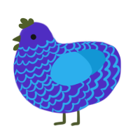 Parsley, a indigo and sky chicken with a lace pattern