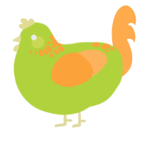 A indigo and ultramarine chicken with a neck-speckle pattern