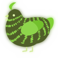 A olive and grass chicken with a bar pattern