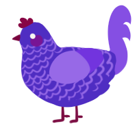 A indigo and blurple chicken with a lace pattern