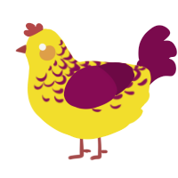 A yellow and wine chicken with a half-lace pattern