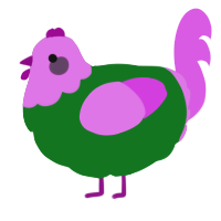 A leaf and orchid chicken with a head pattern