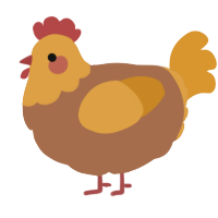 A brown and orange chicken with a head pattern