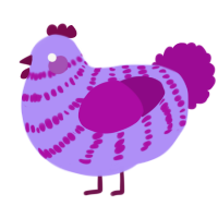A lilac and plum chicken with a bar pattern
