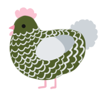 A olive and mist chicken with a lace pattern