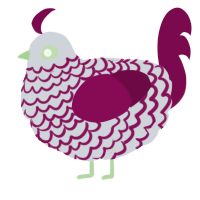 A mist and wine chicken with a lace pattern