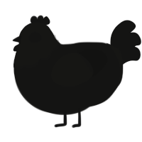 A black chicken with a head pattern