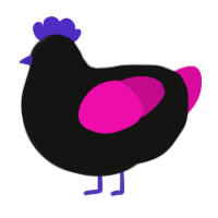 A black and fuchsia chicken