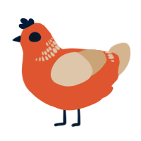 A vermilion and beige chicken with a neck-band pattern