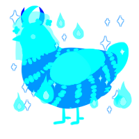 King Henry Ate, a sapphire and mint chicken with a bar pattern