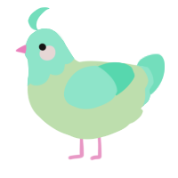A gluppy and mint chicken with a head pattern