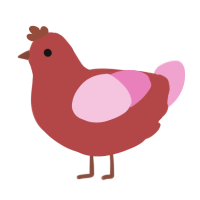 A red and pink chicken