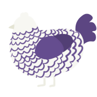 A white and overcast chicken with a lace pattern