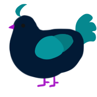 A tumblr and teal chicken