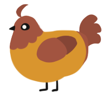A orange and russet chicken with a head pattern
