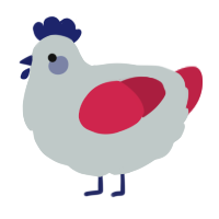 A silver and crimson chicken