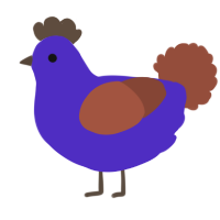 A indigo and russet chicken